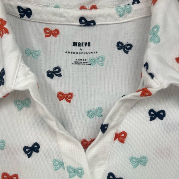 Anthropologie Maeve Bow Tie Collared Top - Picture 3 of 6